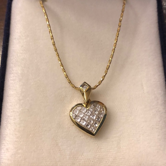 Alberts Diamond Jeweler Jewelry - 18K Gold Heart Pendant With 22 Diamonds